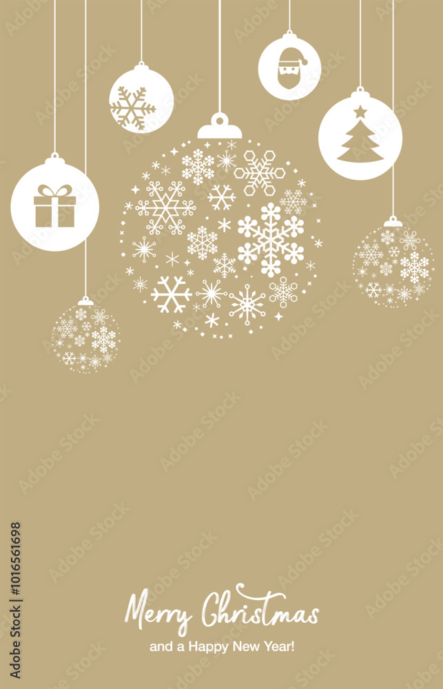 Φωτογραφία 雪の結晶のクリスマスボールとクリスマスカード