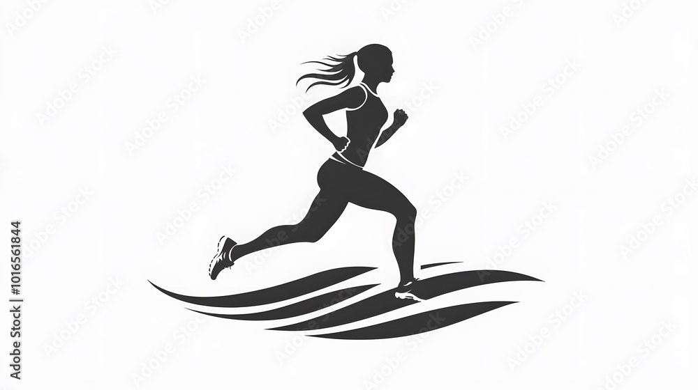 Fitness logo featuring a silhouette of a runner in action Fitness logo featuring a silhouette of a runner in action