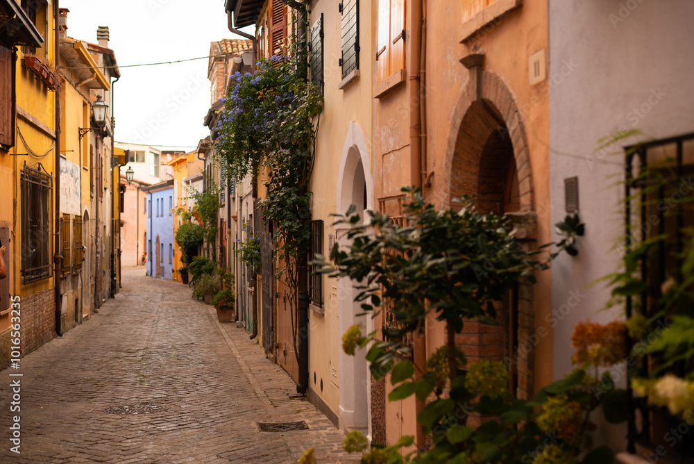Obraz premium Rimini, Emilia Romagna, Italy - 2024: Old fish market at Cavour Square in Rimini old town center