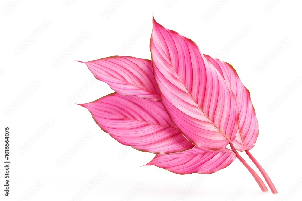 Pink Leaves on White Background Pink Leaves on White Background