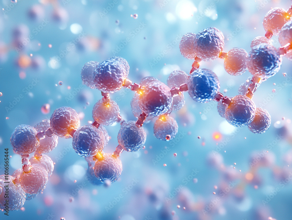 A soft and calm scene with a light blue background, featuring very small molecular structures. A soft and calm scene with a light blue background, featuring very small molecular structures.