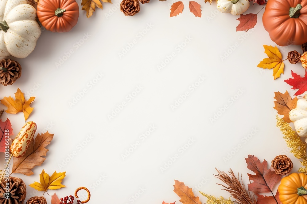 Fototapeta premium Warm Rustic Thanksgiving Banner with Autumn Harvest Elements and Call to Action