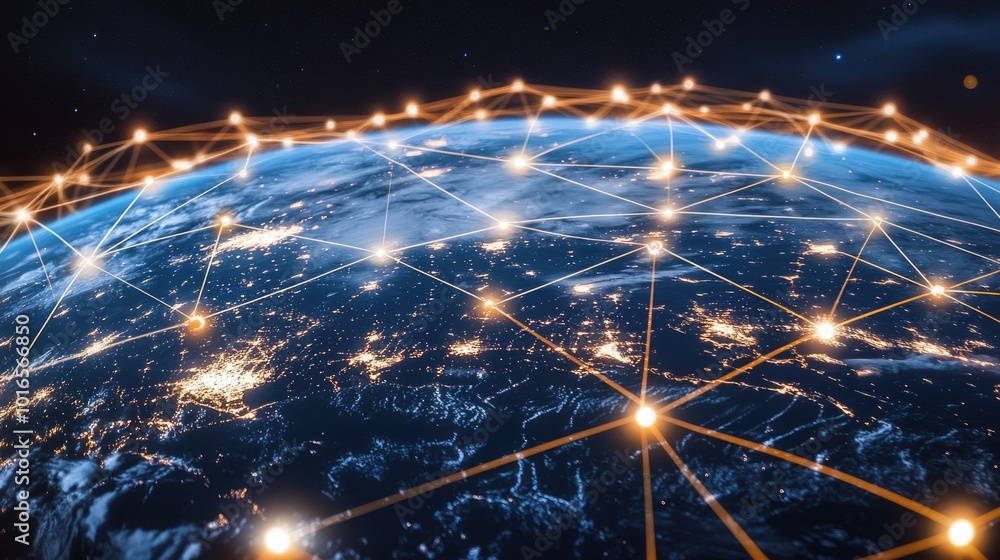 World Map Showing Global Technology Connections and Network Links World Map Showing Global Technology Connections and Network Links
