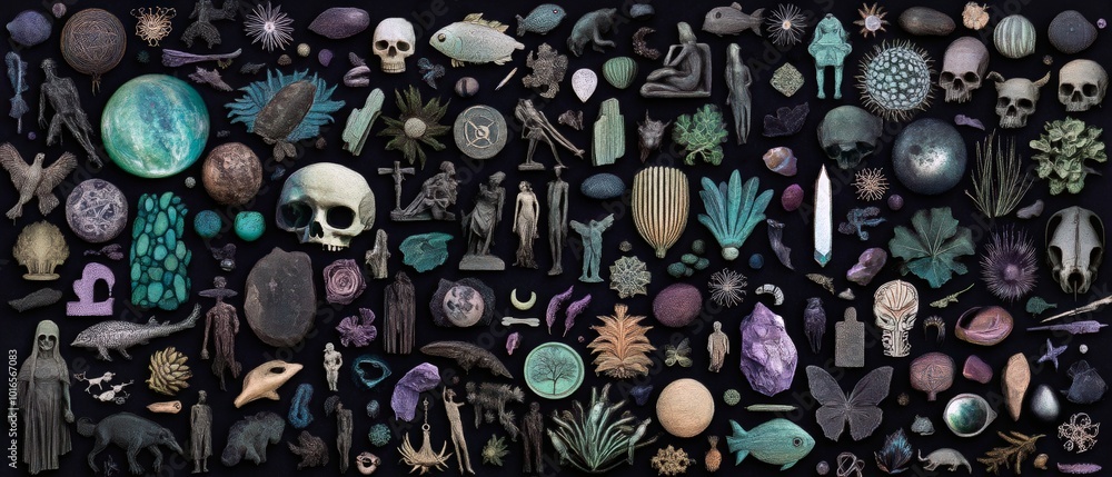 A cabinet of curiosities or wunderkammer effect. A cabinet of curiosities or wunderkammer effect.