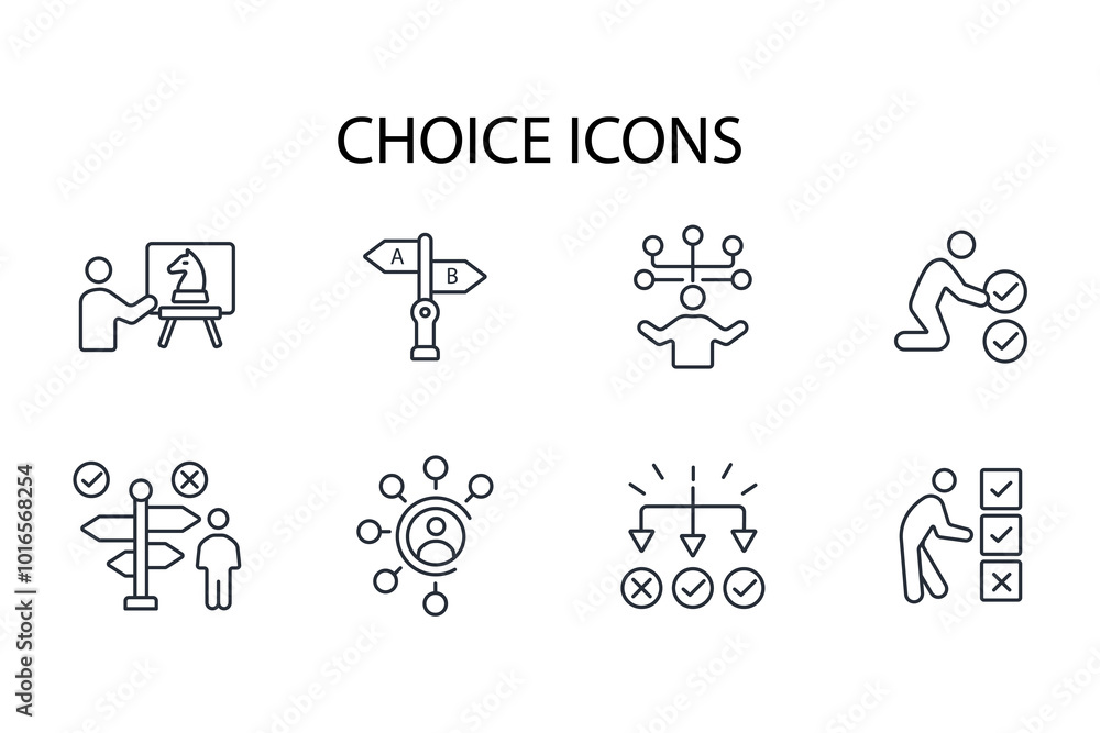 Choice icon set.vector.Editable stroke.linear style sign for use web design,logo.Symbol illustration. Choice icon set.vector.Editable stroke.linear style sign for use web design,logo.Symbol illustration.