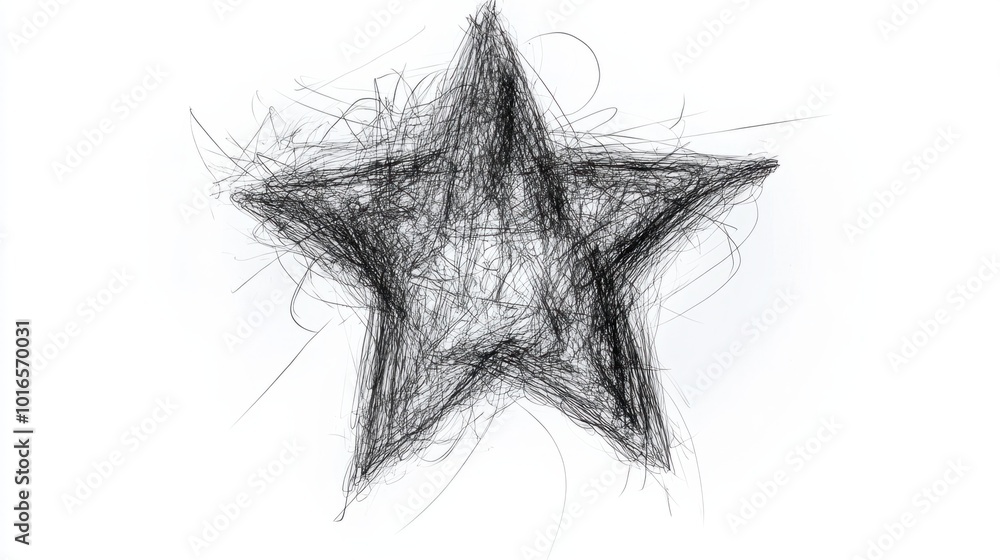 Hand-drawn pencil doodle of a star with sketchy lines, isolated on white background Hand-drawn pencil doodle of a star with sketchy lines, isolated on white background