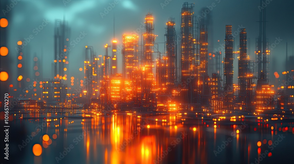 Fototapeta premium smart factory concept abstract tech background demonstrating industry 4 0 revolution through automation and data exchange in manufacturing technologies.create by F.a