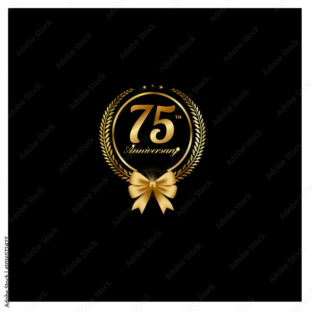 Naklejka premium a black background with a gold logo and a gold ribbon