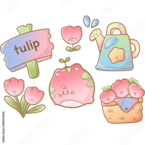 hand draw tulip pastel