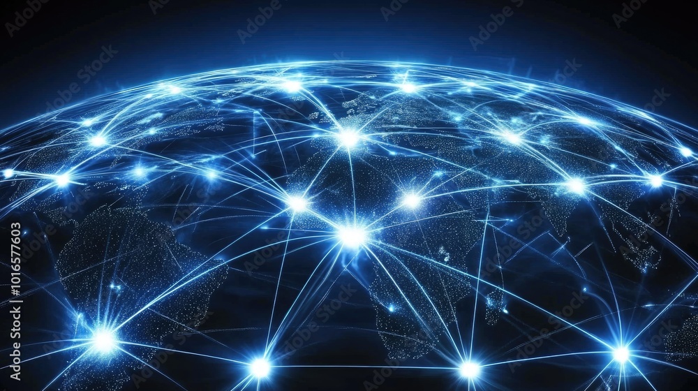 Abstract digital art of wireless network signals connecting across the globe, visualizing worldwide communication. Abstract digital art of wireless network signals connecting across the globe, visualizing worldwide communication.