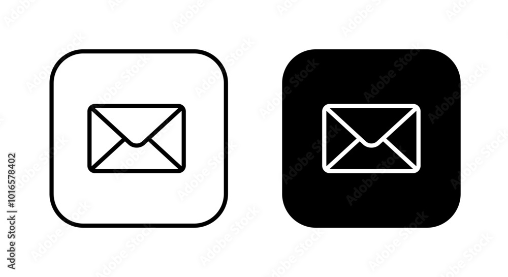 Email, message icon on black square. Envelope mail concept Email, message icon on black square. Envelope mail concept