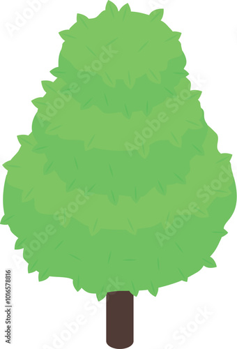 Green tree with lush foliage growing in three layers isometric icon representing nature, parks, and ecology