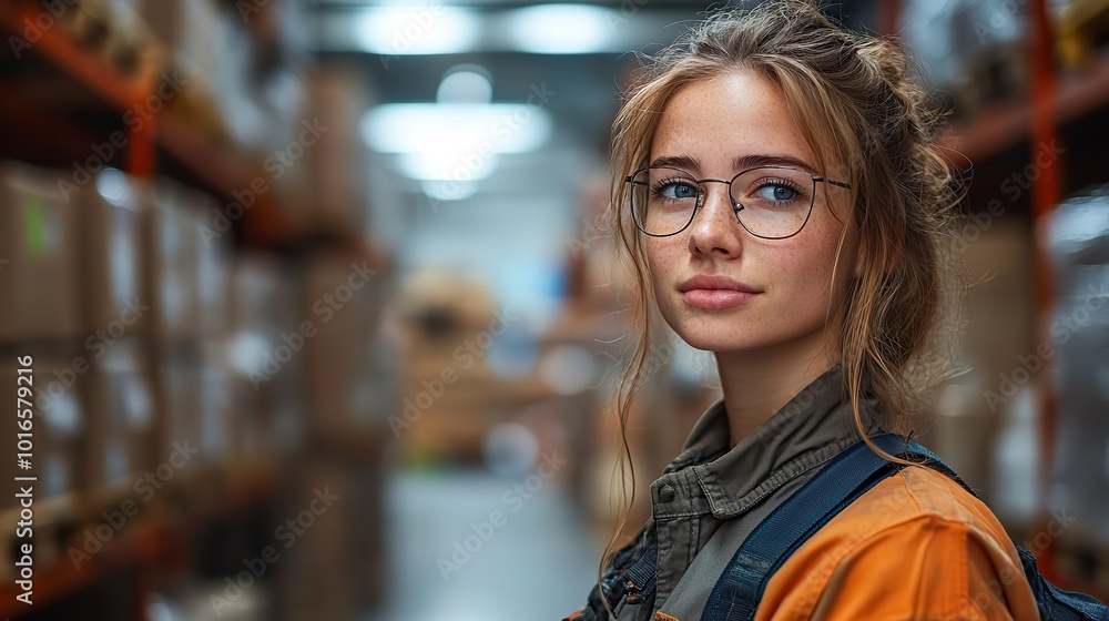 warehouse female worker checking up stuff in a warehouse.stock image warehouse female worker checking up stuff in a warehouse.stock image