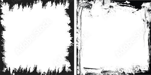 Grunge and dirty distressed texture Rectangular Brush Photo frame set for T-Shirt and logo.