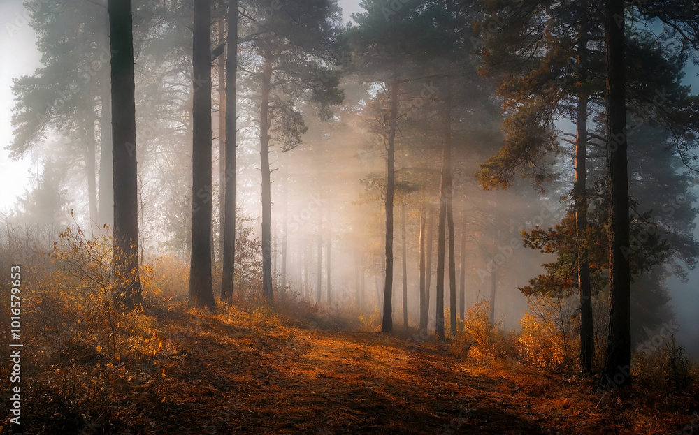 High-Quality Image of Beautiful Foggy Landscape in Nature with Scenic Mist and Atmospheric Beauty High-Quality Image of Beautiful Foggy Landscape in Nature with Scenic Mist and Atmospheric Beauty