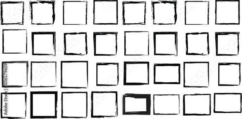 Grunge and dirty distressed texture Rectangular Brush Photo frame set for T-Shirt and logo.