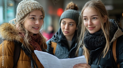 women volunteers helping ukrainian man to fill in forms at asylum centre.stock image