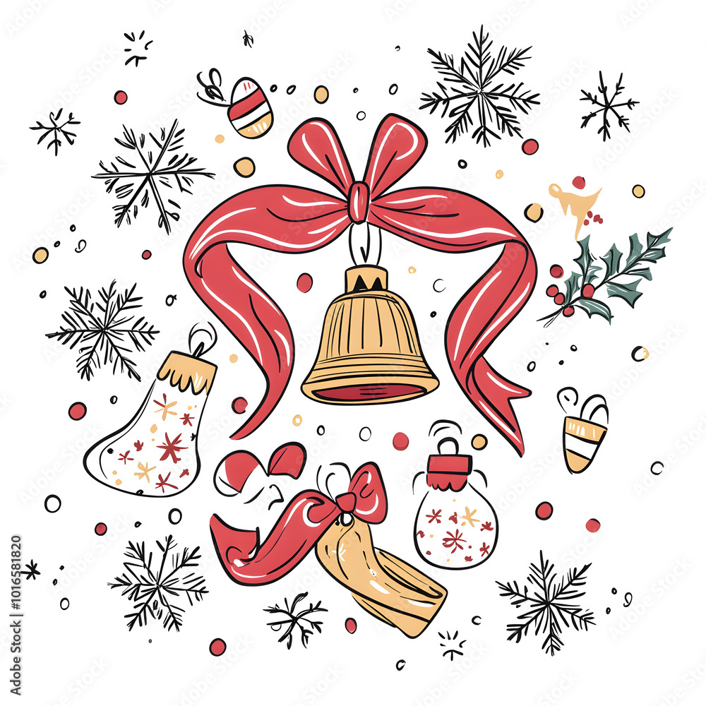 Christmas and New Year accessories on white background Christmas and New Year accessories on white background