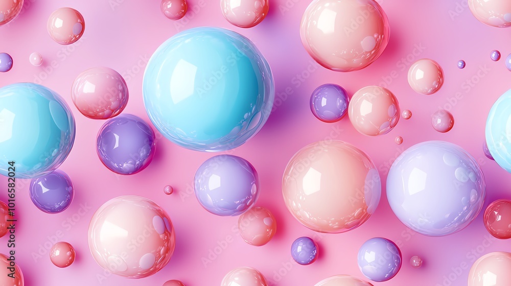 Gradient color spheres, floating on vibrant backdrop, 3D illustration Gradient color spheres, floating on vibrant backdrop, 3D illustration