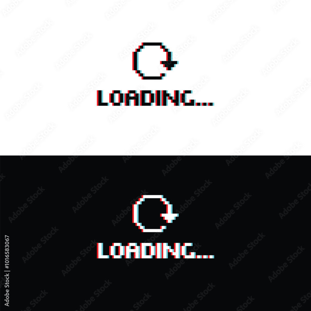 Fototapeta premium loading glitch 8 bit icon pixel loading art for games