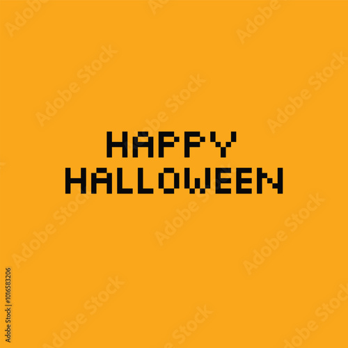 pixel happy halloween icon 8 bit, pixel art Halloween  card logo.