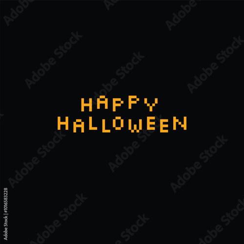 pixel happy halloween icon 8 bit, pixel art Halloween  card logo.