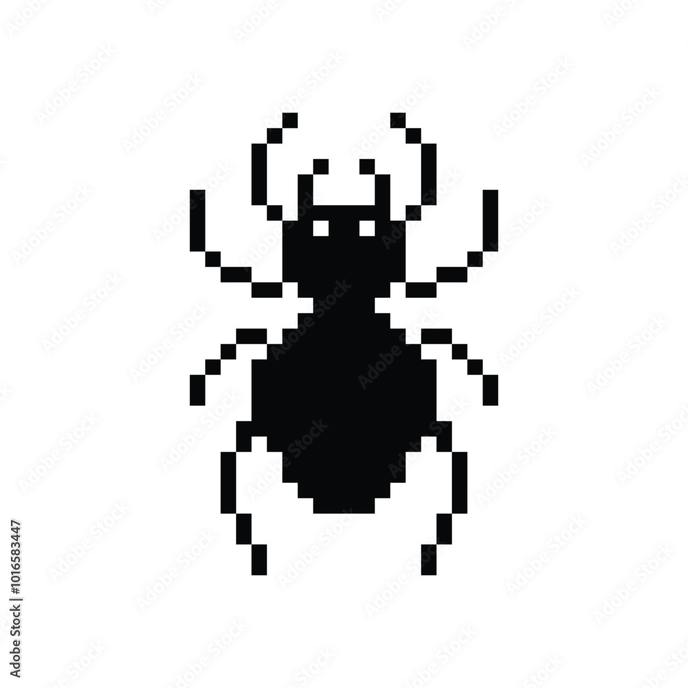 spider icon 8 bit, pixel art halloween spider icon for game logo.