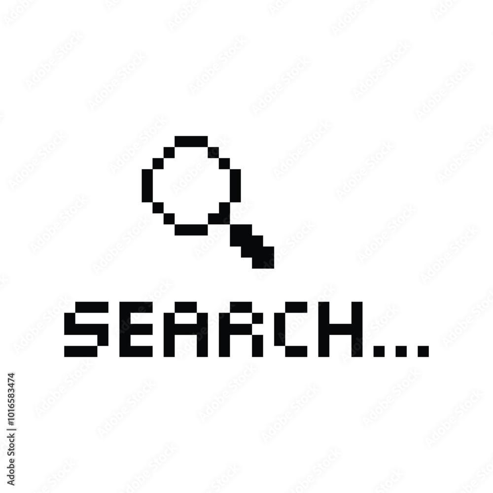 pixel Search Icon magnifier glasses sign company logo template pixel Search Icon magnifier glasses sign company logo template
