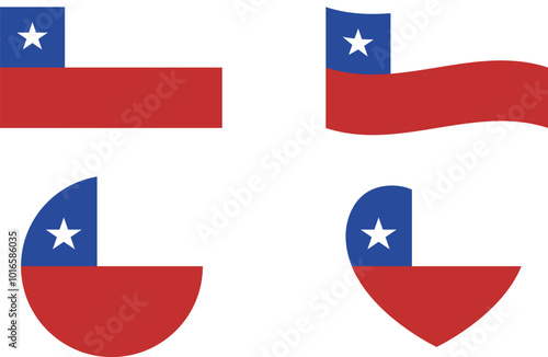 Free Download Chile flags set. Circle icon. waving flag. heart shape icon. Various designs - GFXLoad