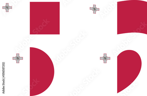 Malta flags set. Circle icon. waving flag. heart shape icon. Various designs