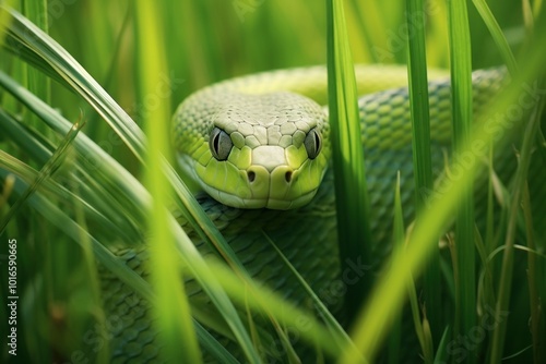 Greensnake reptile animal grass. photo