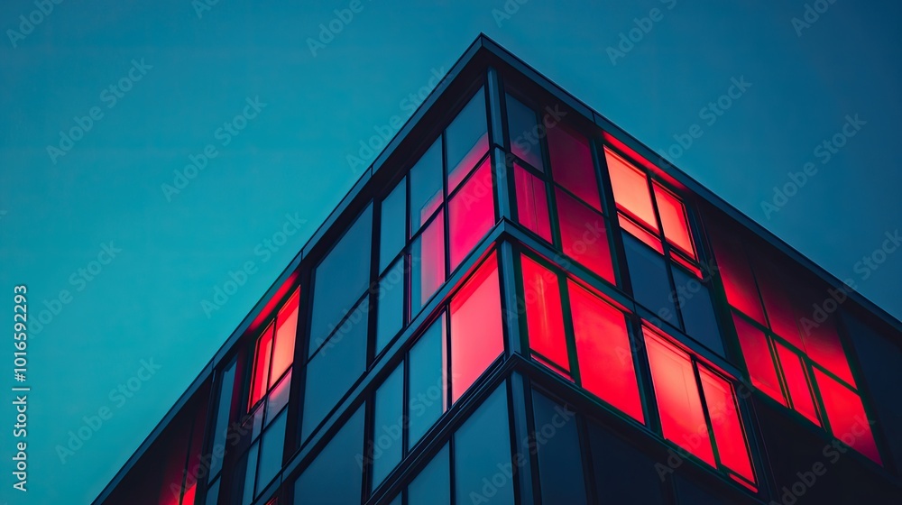 Modern Building with Vibrant Window Reflections Modern Building with Vibrant Window Reflections