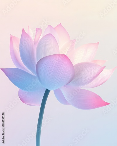 A gradient lotus vector with soft hues of pink, purple, and blue, blending each petal smoothly into the next, creating a serene and calming effect