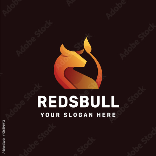 Vector Logo Illustration Bull Gradient Colorful Style