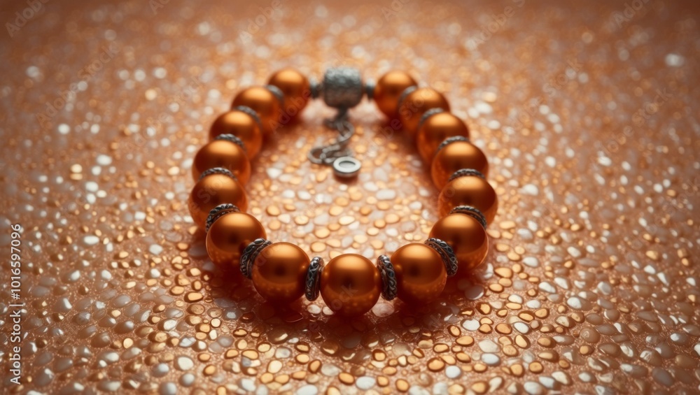 A beaded bracelet on a textured surface A beaded bracelet on a textured surface