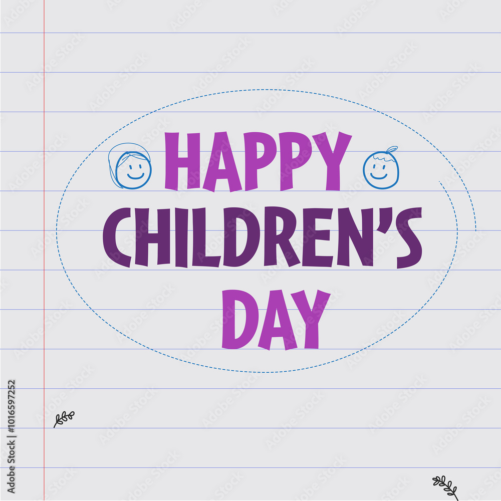 Happy Children's Day logo with bold kids lettering, kids elements on white background. Children day colorful text effect. Headline text and quote for children's day greeting card. Happy Children's Day logo with bold kids lettering, kids elements on white background. Children day colorful text effect. Headline text and quote for children's day greeting card.