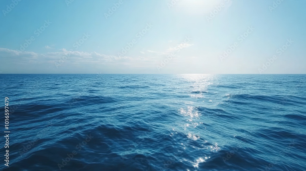 Obraz premium Calm European sea with blue waves, no people, and copy space for travel designs or promotional material