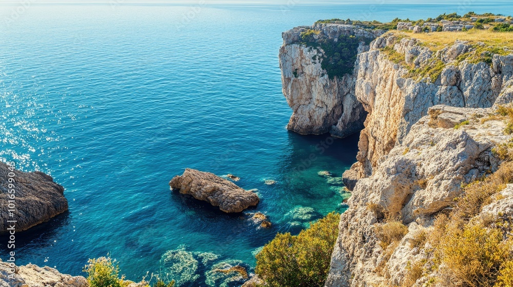 Coastal view of the European sea, no people, with copy space for travel and adventure-related content Coastal view of the European sea, no people, with copy space for travel and adventure-related content