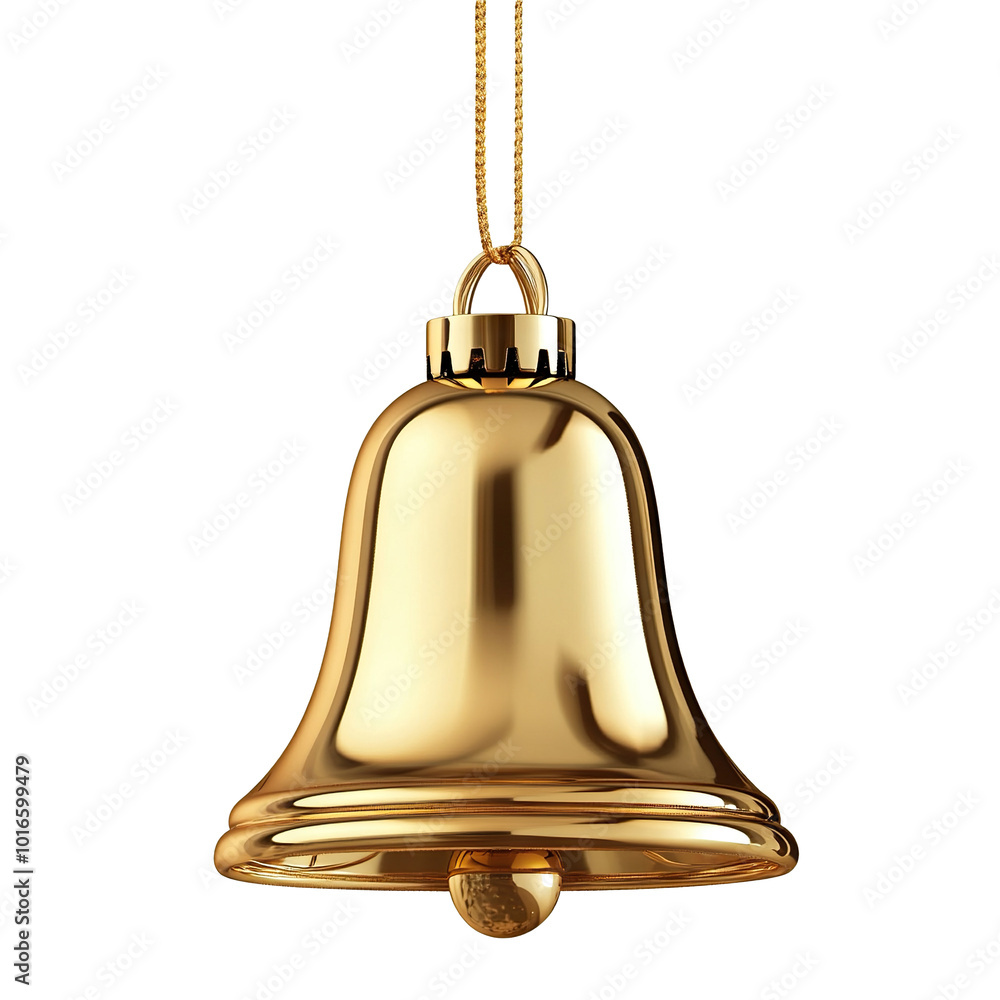 Shiny golden Christmas bell with smooth surface, cut out Shiny golden Christmas bell with smooth surface, cut out