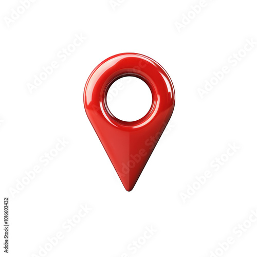 Red location pin on white isolated background