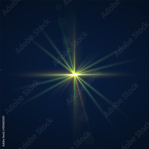 Beams of bright light shining on black background. White and golden beams of bright light shining on black background