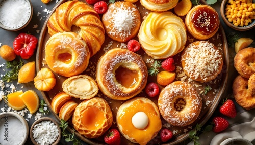 Wallpaper Mural Assorted Argentinian Facturas Pastries with Cream, Jam, and Coconut Toppings (Argentinian Cuisine) Torontodigital.ca