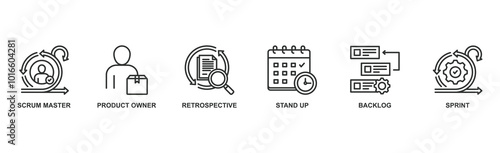 Scrum banner web icon vector illustration concept with icon