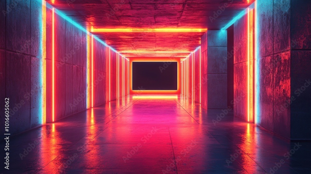 A floating 3D display panel with a matte black finish in a futuristic environment, enhanced by neon lighting. A floating 3D display panel with a matte black finish in a futuristic environment, enhanced by neon lighting.