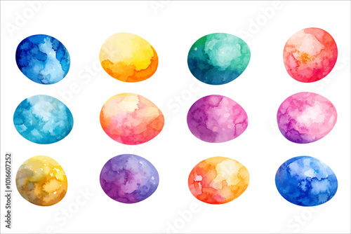 Set of colorful artistic easter eggs perfect for spring decor