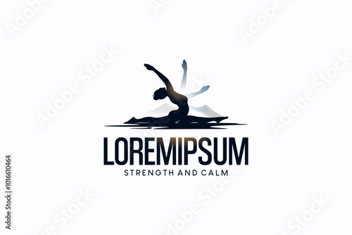 Vector logo design of silhouette of woman doing yoga, wellness, meditation and balance logo