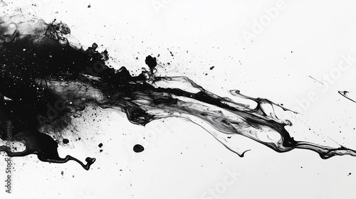 Panel kuchenny z motywem Abstrakcyjne tło o intensywnych plamach tuszu, które w niekontrolowany sposób łączą się ze sobą, tworząc dynamiczne kompozycje.