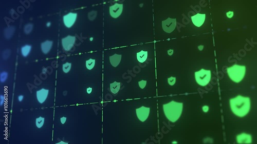Data protection verified is a grid pattern concept in cybersecurity and privacy technologies loopable multicolor background
