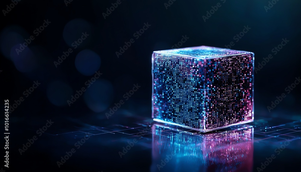 A sparkling ice cube reflecting vibrant colors on a dark surface, showcasing unique patterns and textures. A sparkling ice cube reflecting vibrant colors on a dark surface, showcasing unique patterns and textures.