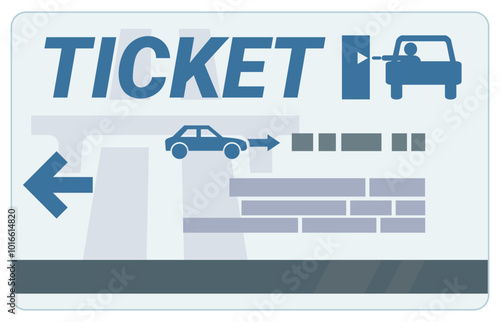 Credit card format toll ticket with its magnetic strip in flat design style (cut out)